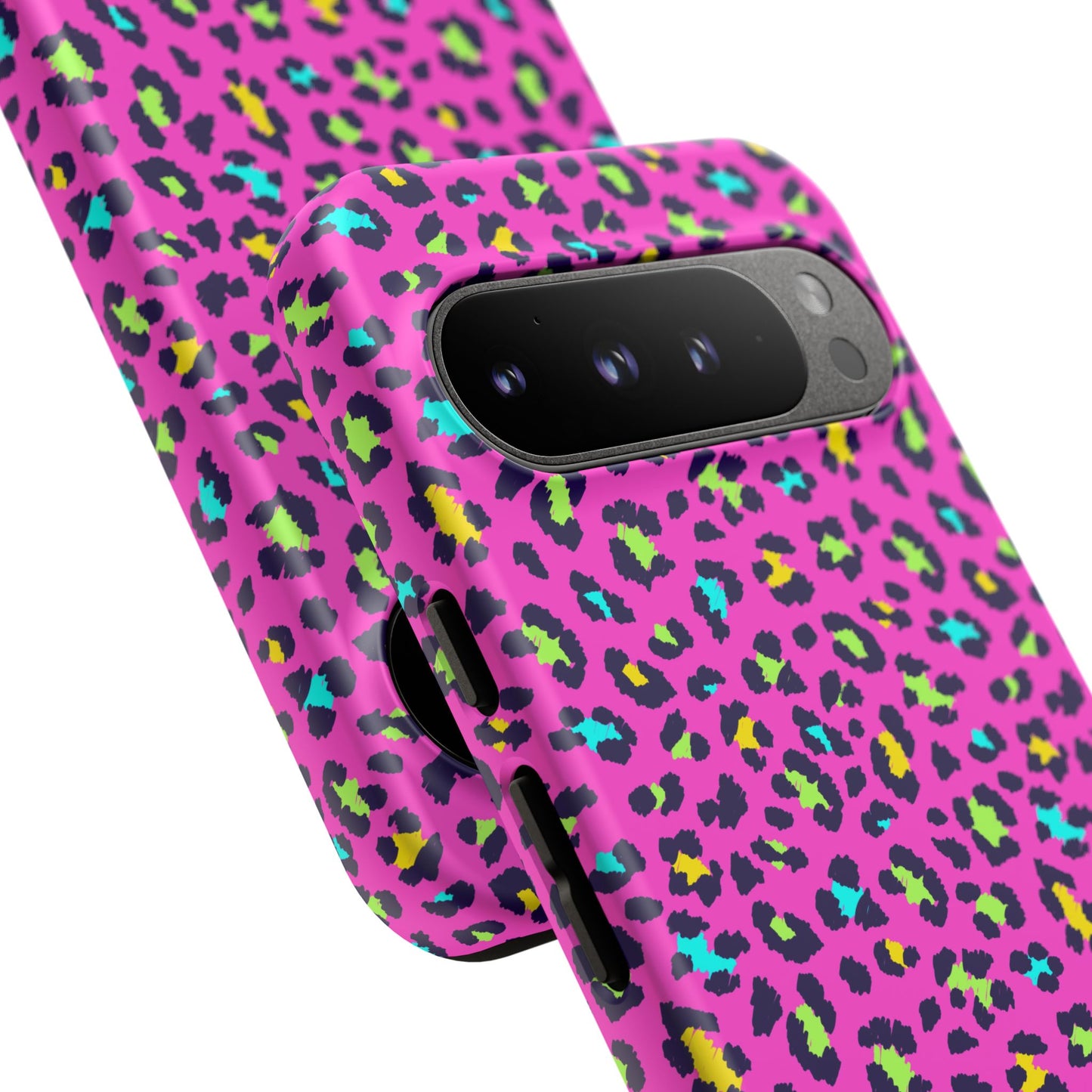 Funda resistente para teléfono Google Pink Neon Leopard: protector con estampado animal brillante