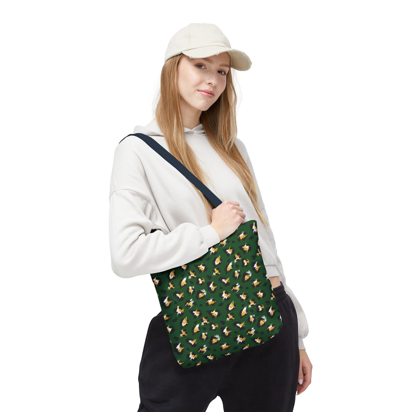 Green Leopard Print Tote Bag – Patterned All-Over-Print Shopper