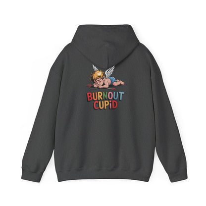 Burnout Cupid Hoodie — Cute Tired Cupid Graphic Pullover
