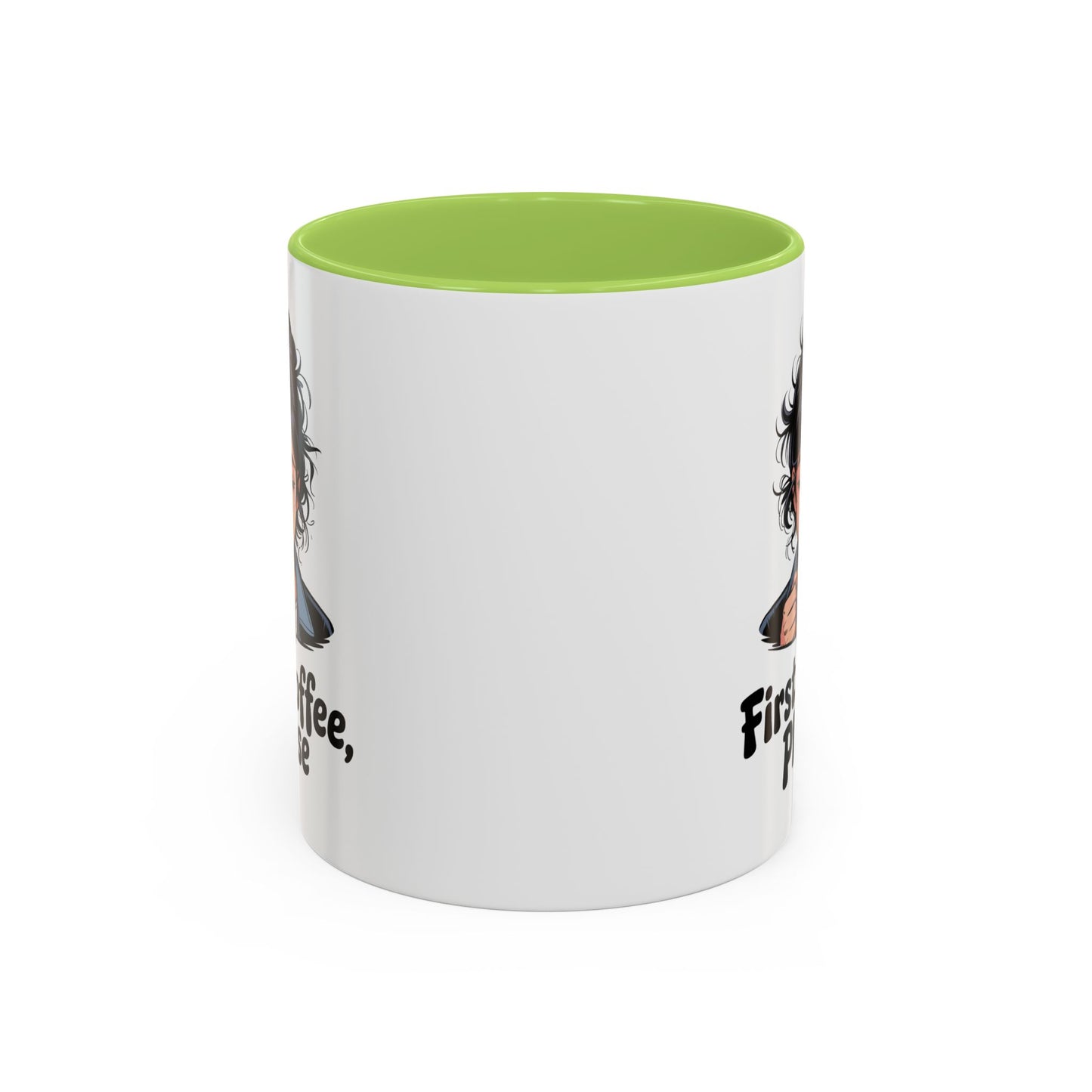 First Coffee, Please Accent Coffee Mug — Funny Morning Coffee Mug for Tired Adults