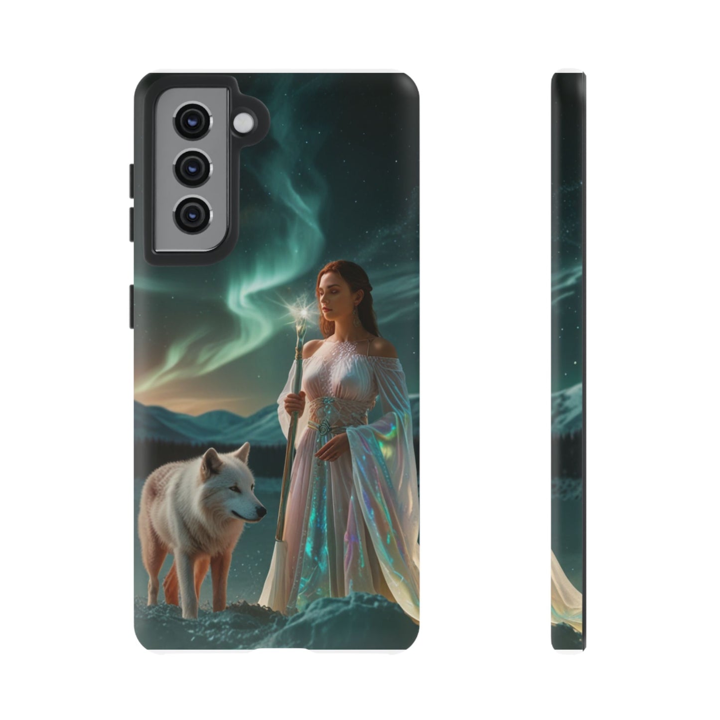 Samsung Aurora Guardian Handyhülle – Mystic Woman &amp; Wolf Magic Galaxy Schutz