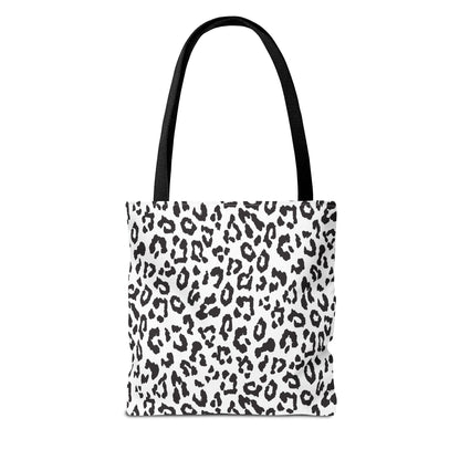 Leopard Print Tote Bag — Black & White All-Over-Print Shopper