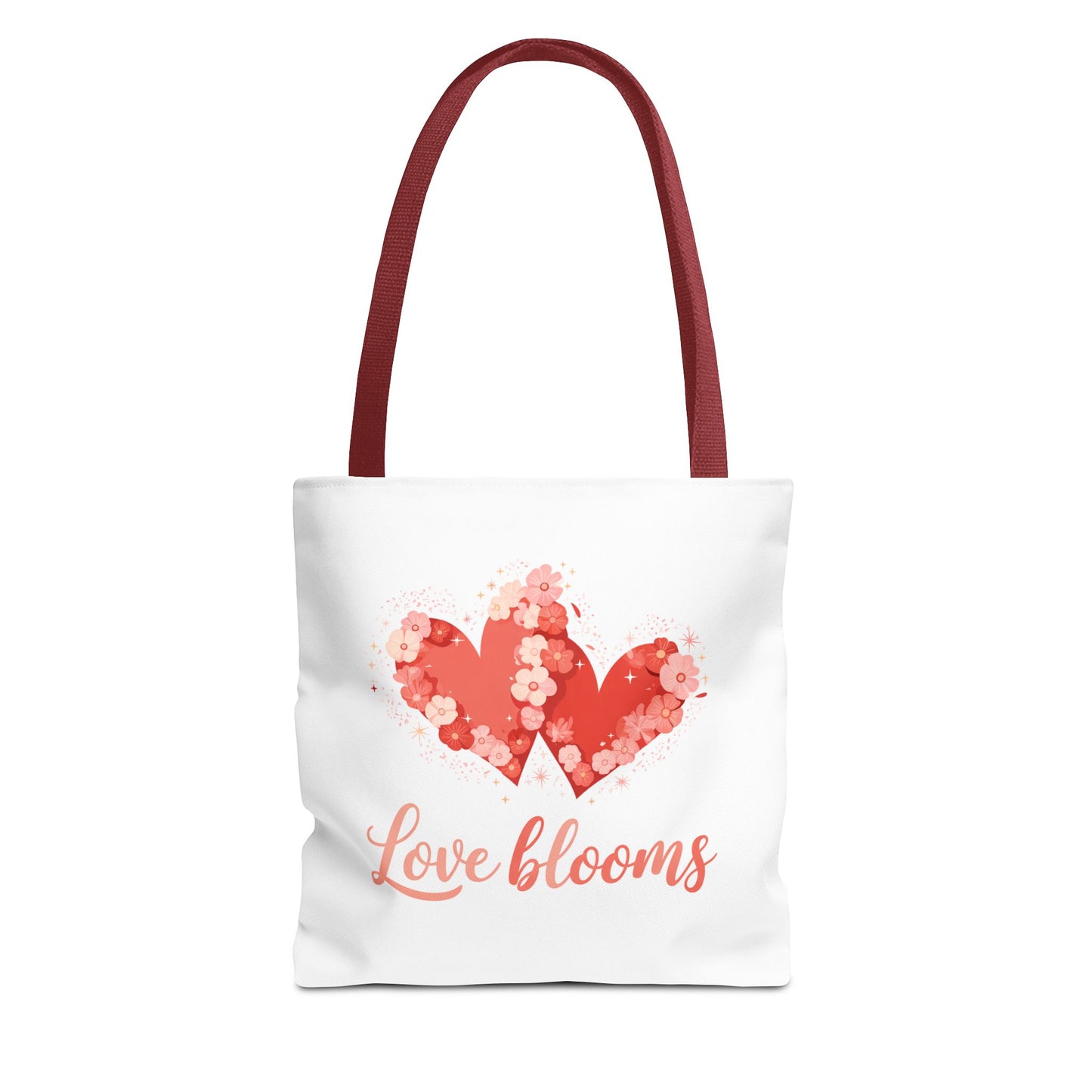 Love Blooms Heart Tote Bag — Floral Valentine Canvas Tote