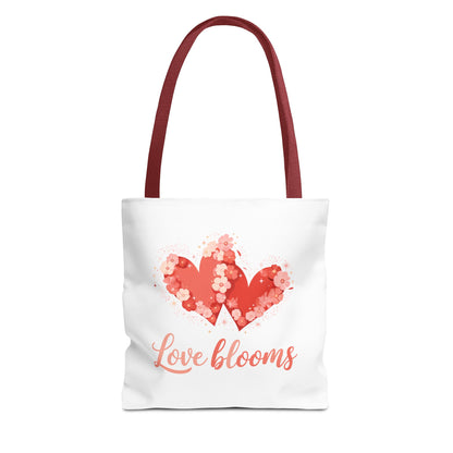 Love Blooms Heart Tote Bag — Floral Valentine Canvas Tote
