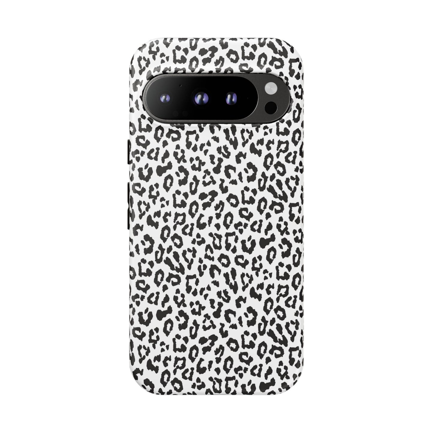 Funda para teléfono con estampado de leopardo de Google: resistente, en blanco y negro