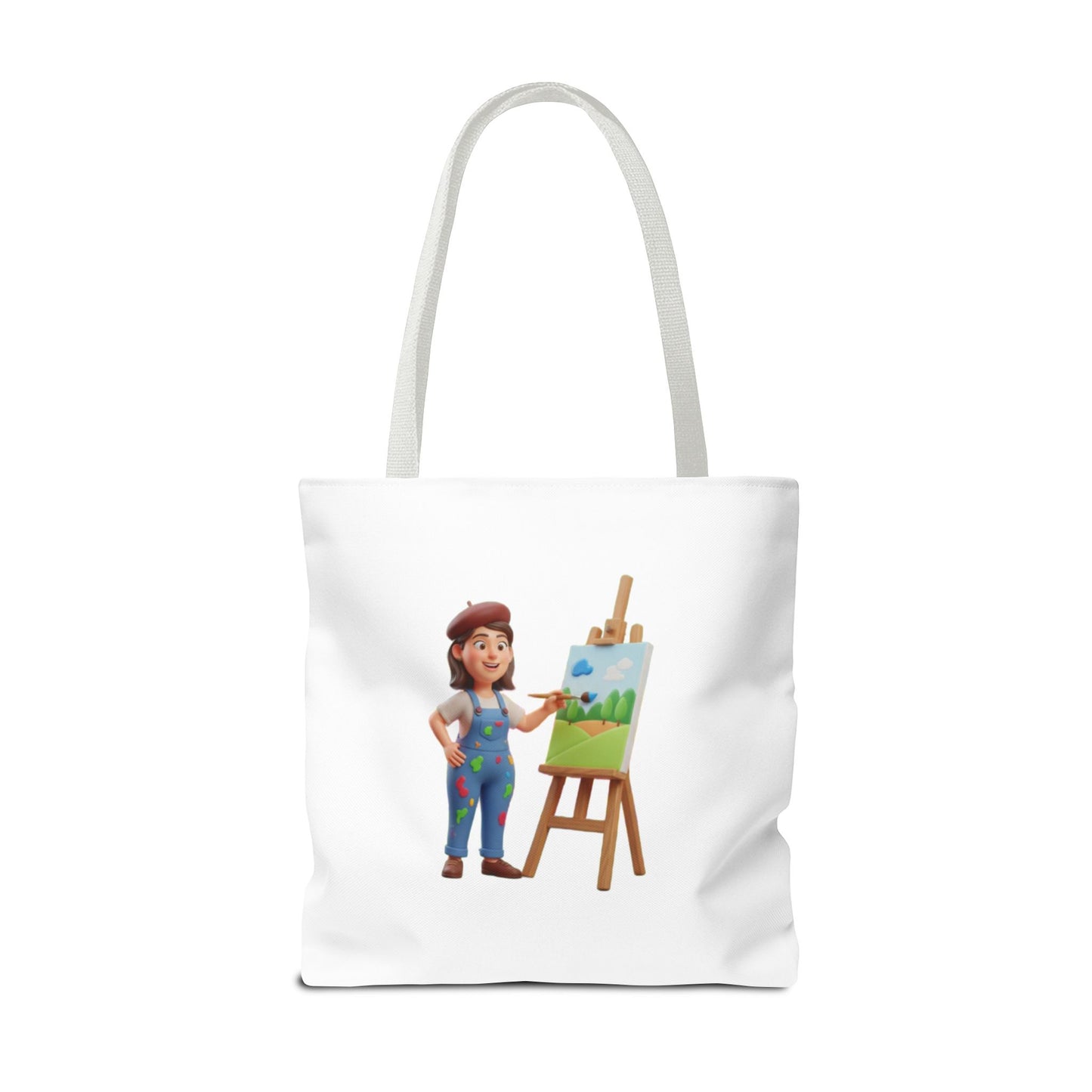 Artist Tote Bag — Painter with Easel Illustrated AOP Tote