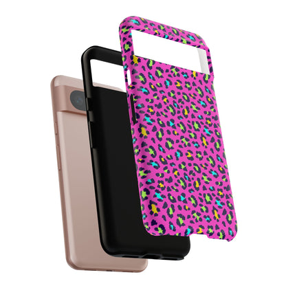 Funda resistente para teléfono Google Pink Neon Leopard: protector con estampado animal brillante