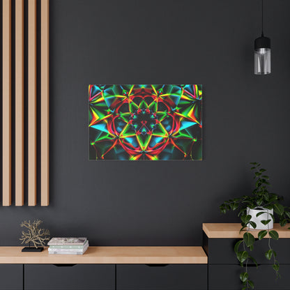 Kaleidoscope Neon Mandala Matte Canvas Wall Art
