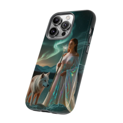 iPhone Mystic Guardian Phone Case — Aurora Wolf Woman Protective Cover