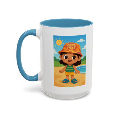 Good Vibes Beach Kid Mug — Accent Coffee Mug (11/15oz)