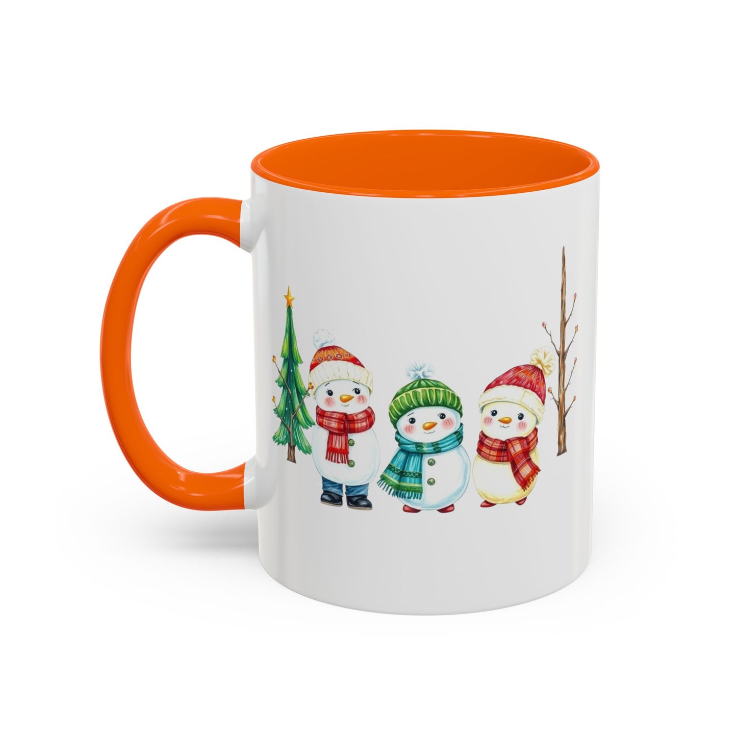Christmas Snowman Mug — Cute Holiday Coffee Cup with Festive Tree & Snowmen (11/15oz)
