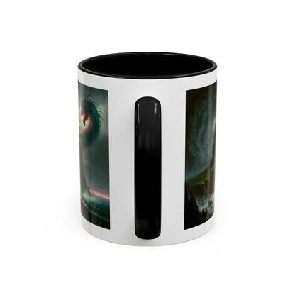 Fantasy Dragon Accent Coffee Mug – Unique Art for Gift Giving, Home Decor, Office Vibes, Halloween, etc.