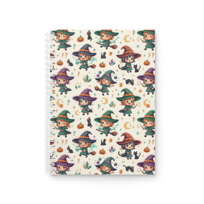 Witchy Cute Spiral Notebook — Halloween Witch Pattern Journal