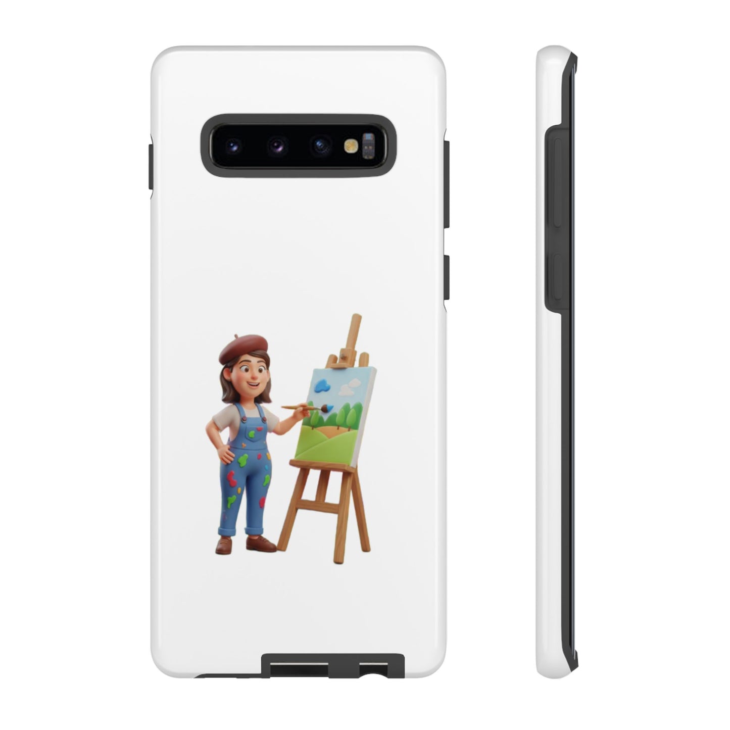 Samsung Handyhülle mit Künstlermotiv – Schutzhülle mit niedlicher Illustration einer Malerin
