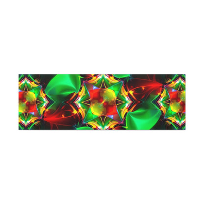 Kaleidoscope Abstract Matte Canvas Wall Art — Vibrant Green & Red Stretched Print