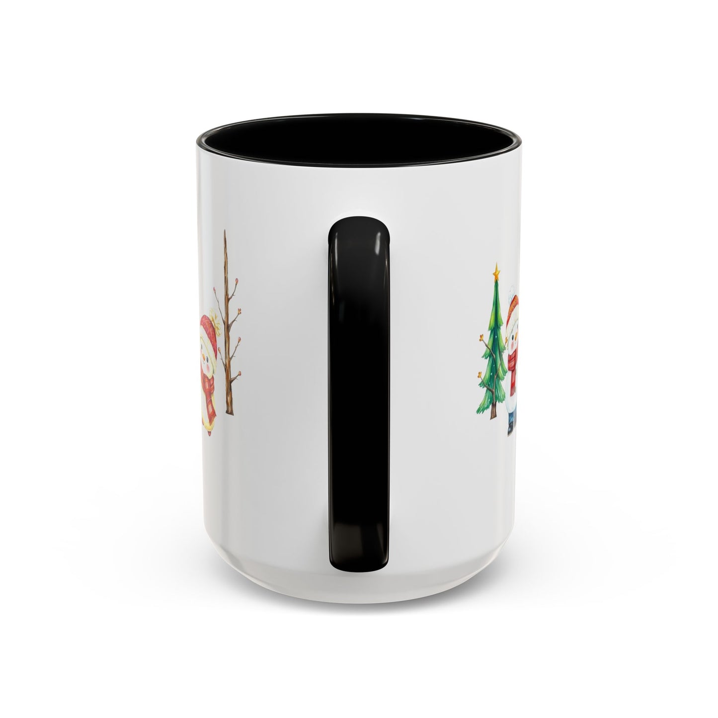 Christmas Snowman Mug — Cute Holiday Coffee Cup with Festive Tree & Snowmen (11/15oz)