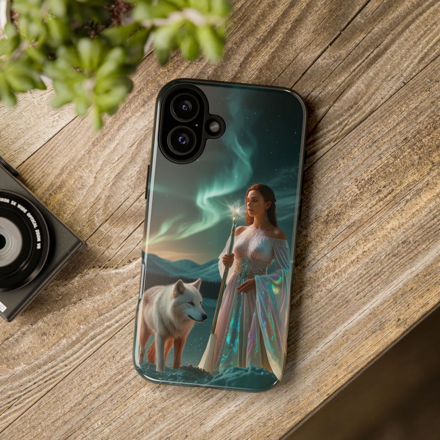 iPhone Mystic Guardian Phone Case — Aurora Wolf Woman Protective Cover