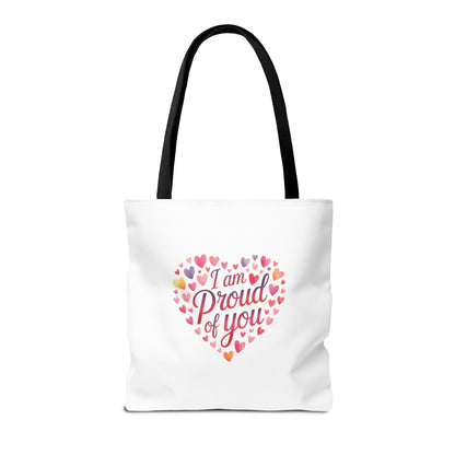 Tote Bag — "I Am Proud of You" Heart Print Tote | Encouragement Gift for Loved Ones