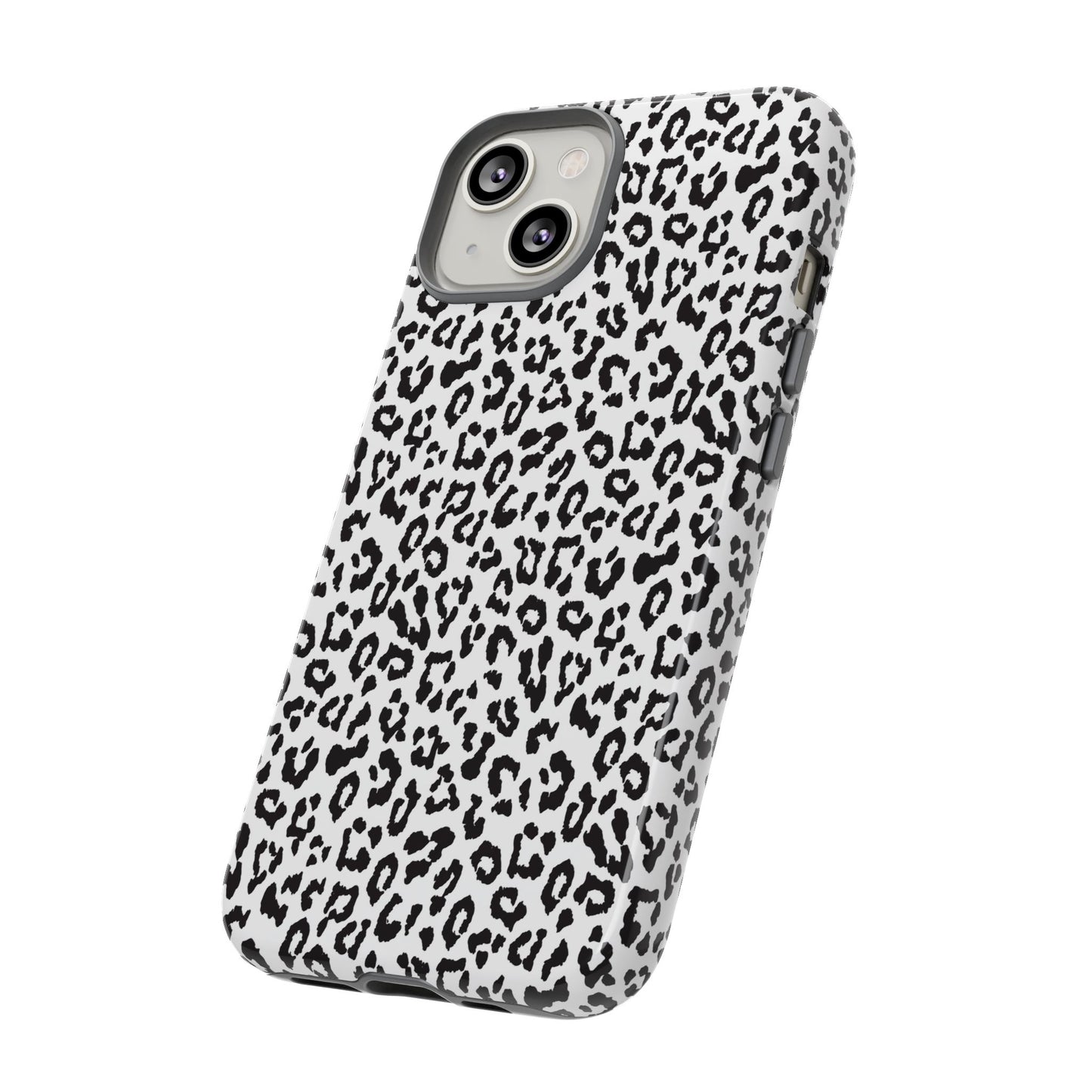 iPhone Leopard Print Tough Phone Case - Black & White Protective Cover