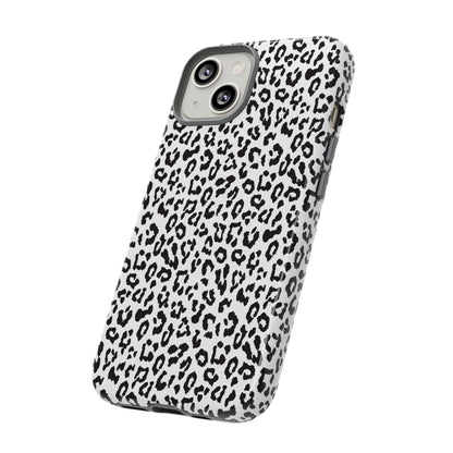 iPhone Leopard Print Tough Phone Case - Black & White Protective Cover