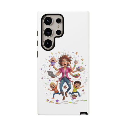 Samsung Mom Life Phone Case — Funny Juggling Mom Illustration Protective Case