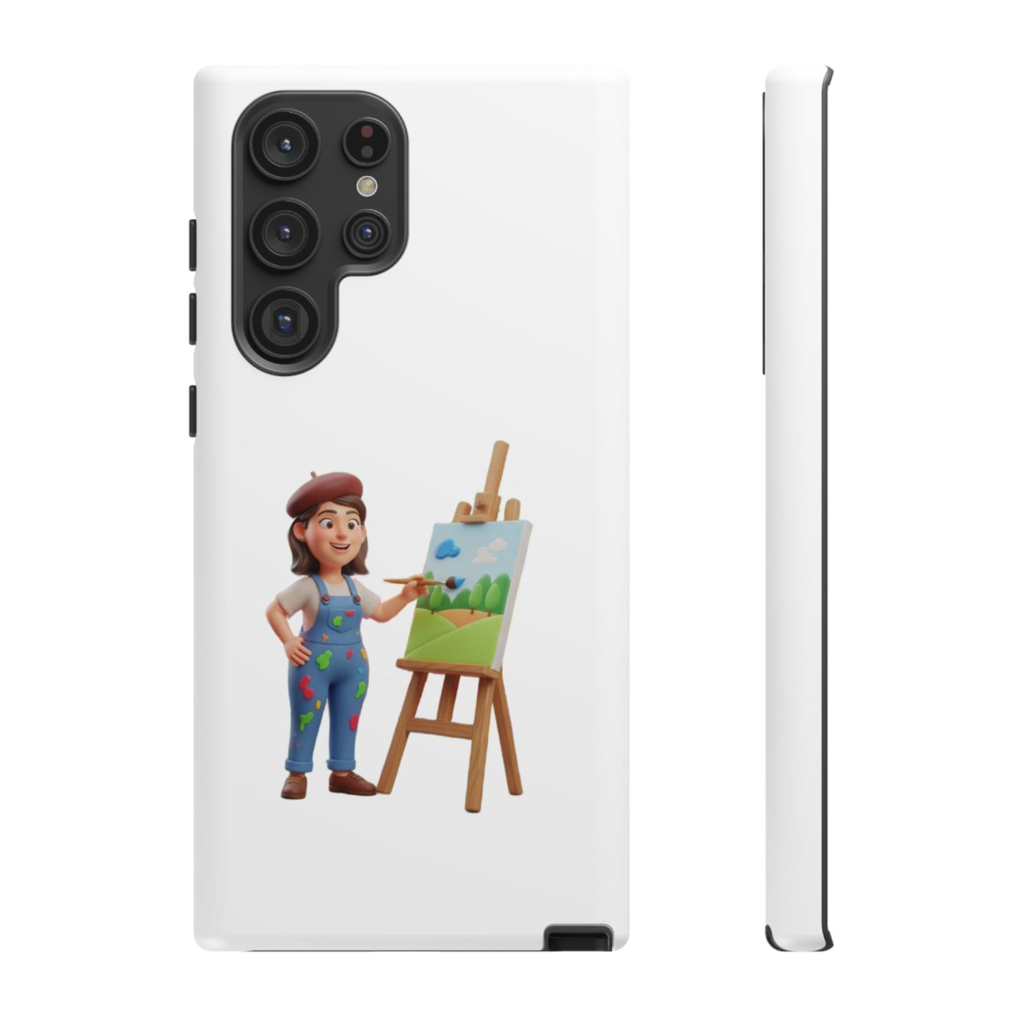 Samsung Handyhülle mit Künstlermotiv – Schutzhülle mit niedlicher Illustration einer Malerin