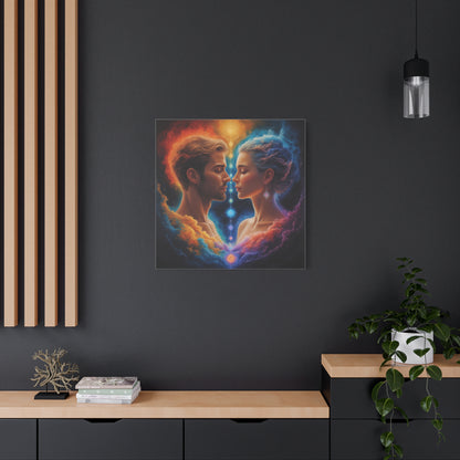 Spiritual Lovers Matte Canvas Print — Energetic Soulmate Portrait