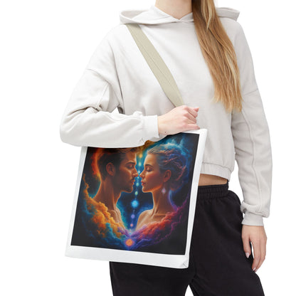 Mystic Soulmates Tote Bag — Celestial Couple Art AOP Tote