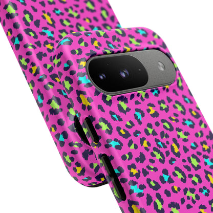 Funda resistente para teléfono Google Pink Neon Leopard: protector con estampado animal brillante