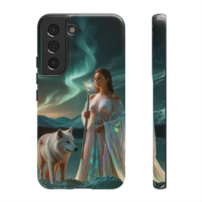 Samsung Aurora Guardian Handyhülle – Mystic Woman &amp; Wolf Magic Galaxy Schutz
