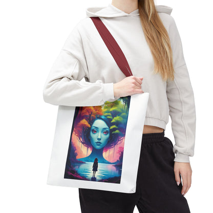 Dreamscape Portrait Tote Bag — Surreal Forest Girl Art