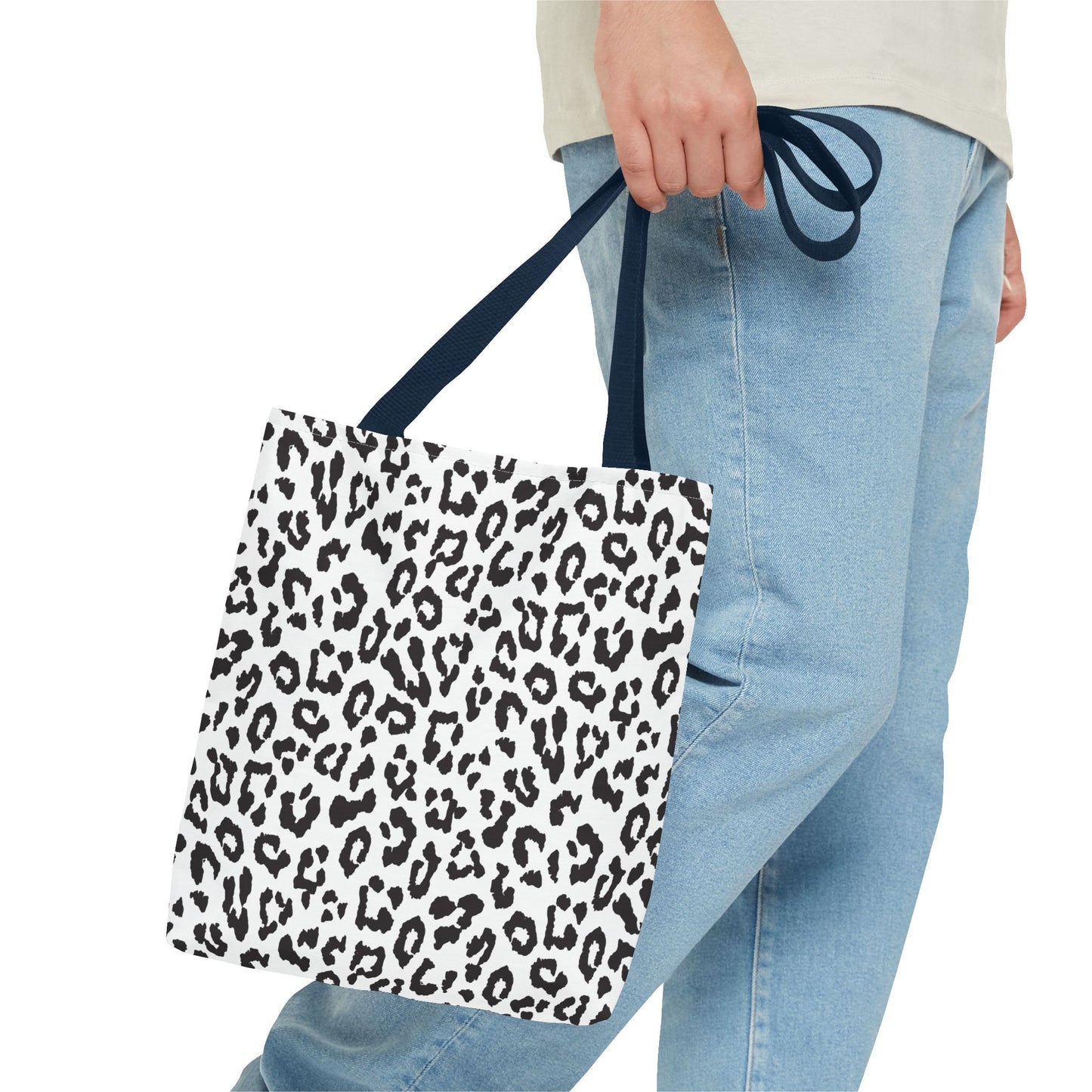 Leopard Print Tote Bag — Black & White All-Over-Print Shopper
