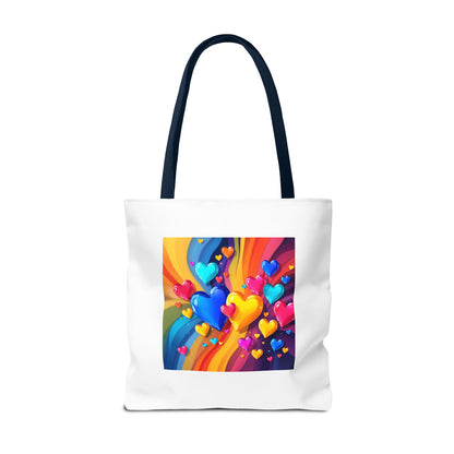 Colorful Heart Burst Tote Bag — Rainbow Love All-Over Print
