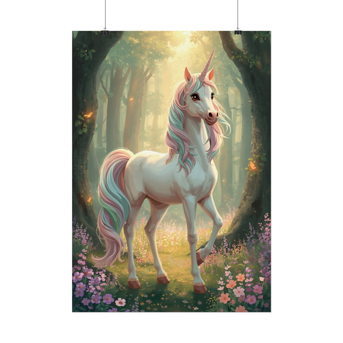 Unicorn Forest Poster — Magical Pastel Unicorn Wall Art