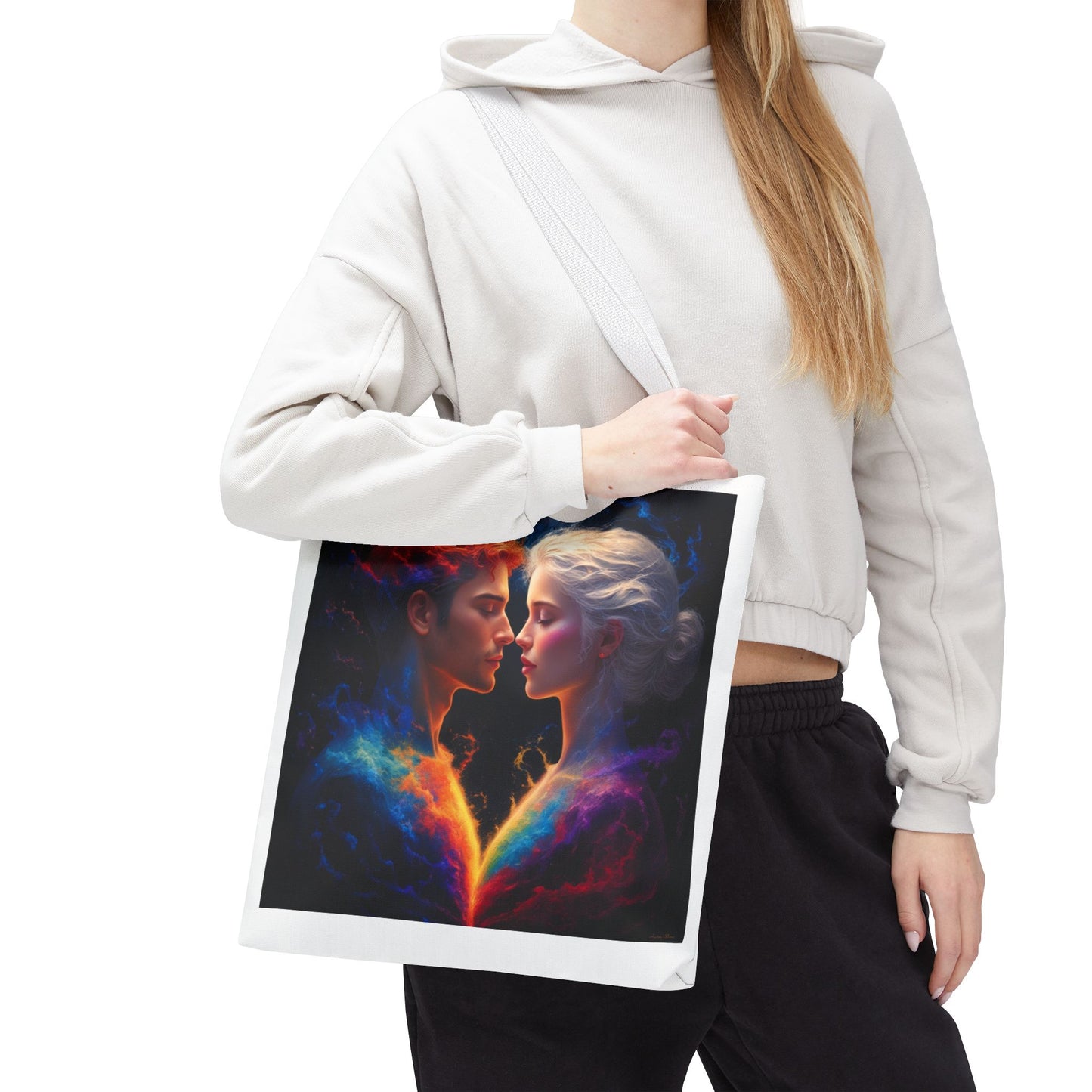 Cosmic Lovers Tote Bag — Fire & Ice Romantic Art AOP