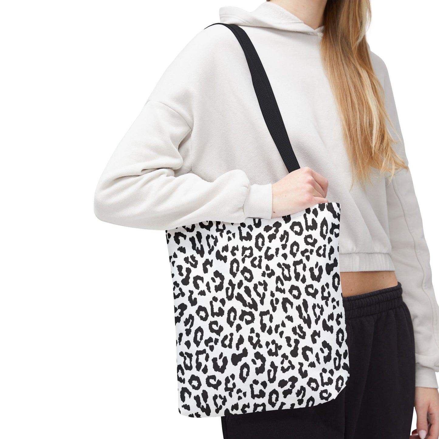 Leopard Print Tote Bag — Black & White All-Over-Print Shopper