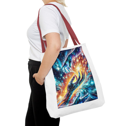 Cosmic Hands Tote Bag — Vibrant Galaxy Art Tote for Everyday, Beach & Gifts