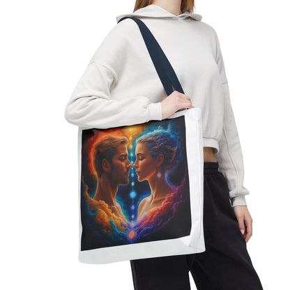 Mystic Soulmates Tote Bag — Celestial Couple Art AOP Tote