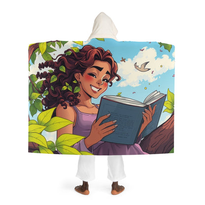 Hooded Sherpa Blanket — Colorful Floral & Sky Print Cozy Throw