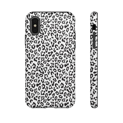 iPhone Leopard Print Tough Phone Case - Black & White Protective Cover