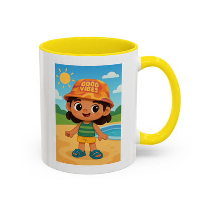 Good Vibes Beach Kid Mug — Accent Coffee Mug (11/15oz)