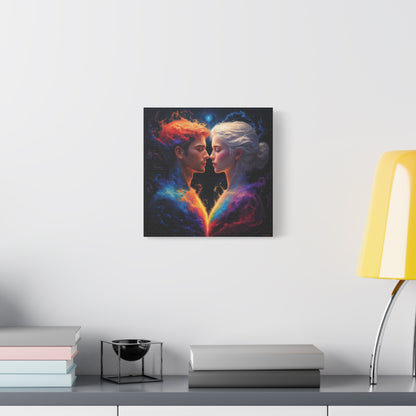Cosmic Lovers Matte Canvas Art — Fire & Ice Romantic Wall Decor
