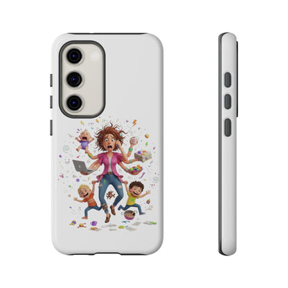 Samsung Mom Life Phone Case — Funny Juggling Mom Illustration Protective Case