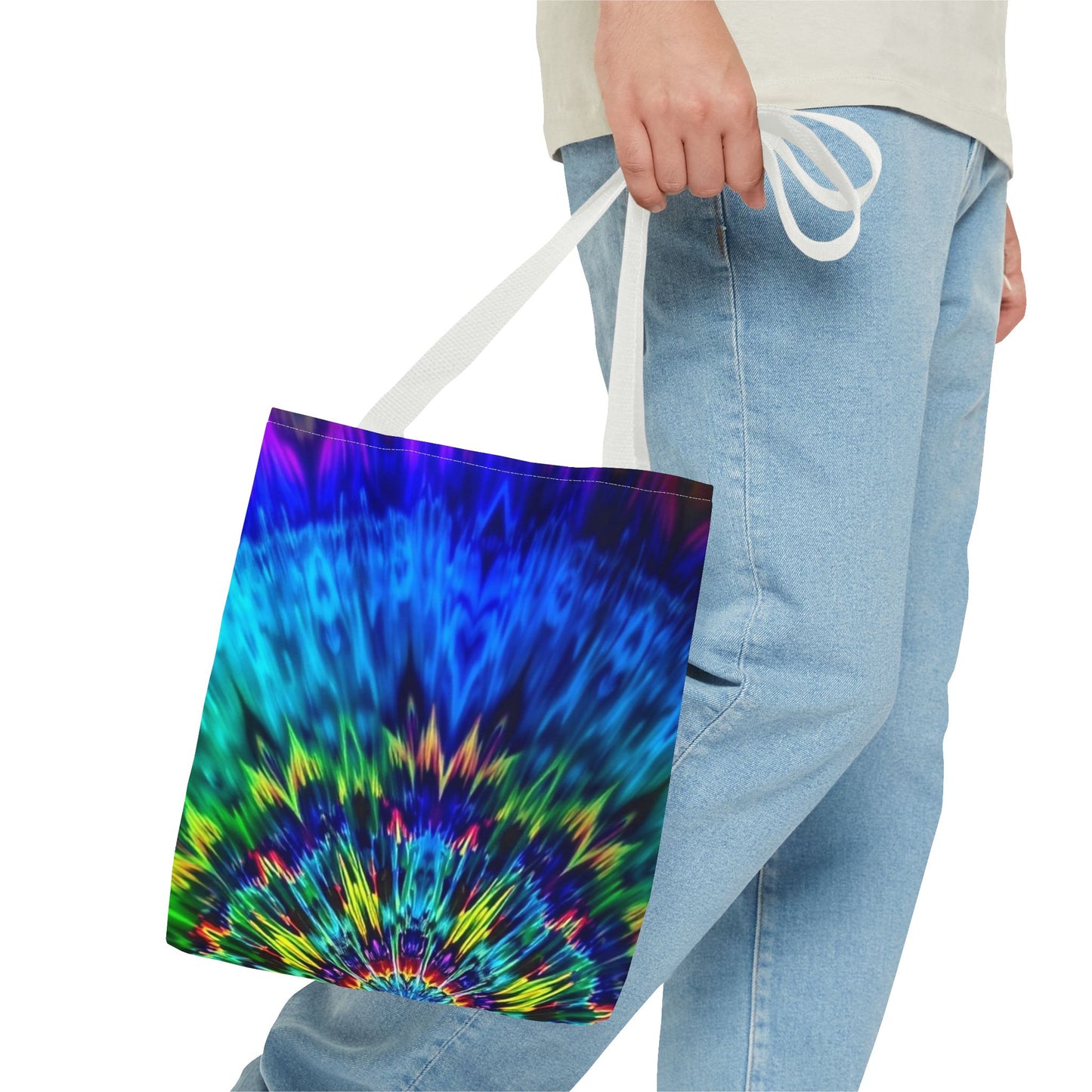 Tie-Dye Kaleidoscope Tote Bag — Vibrant All-Over Print Beach & Market Bag