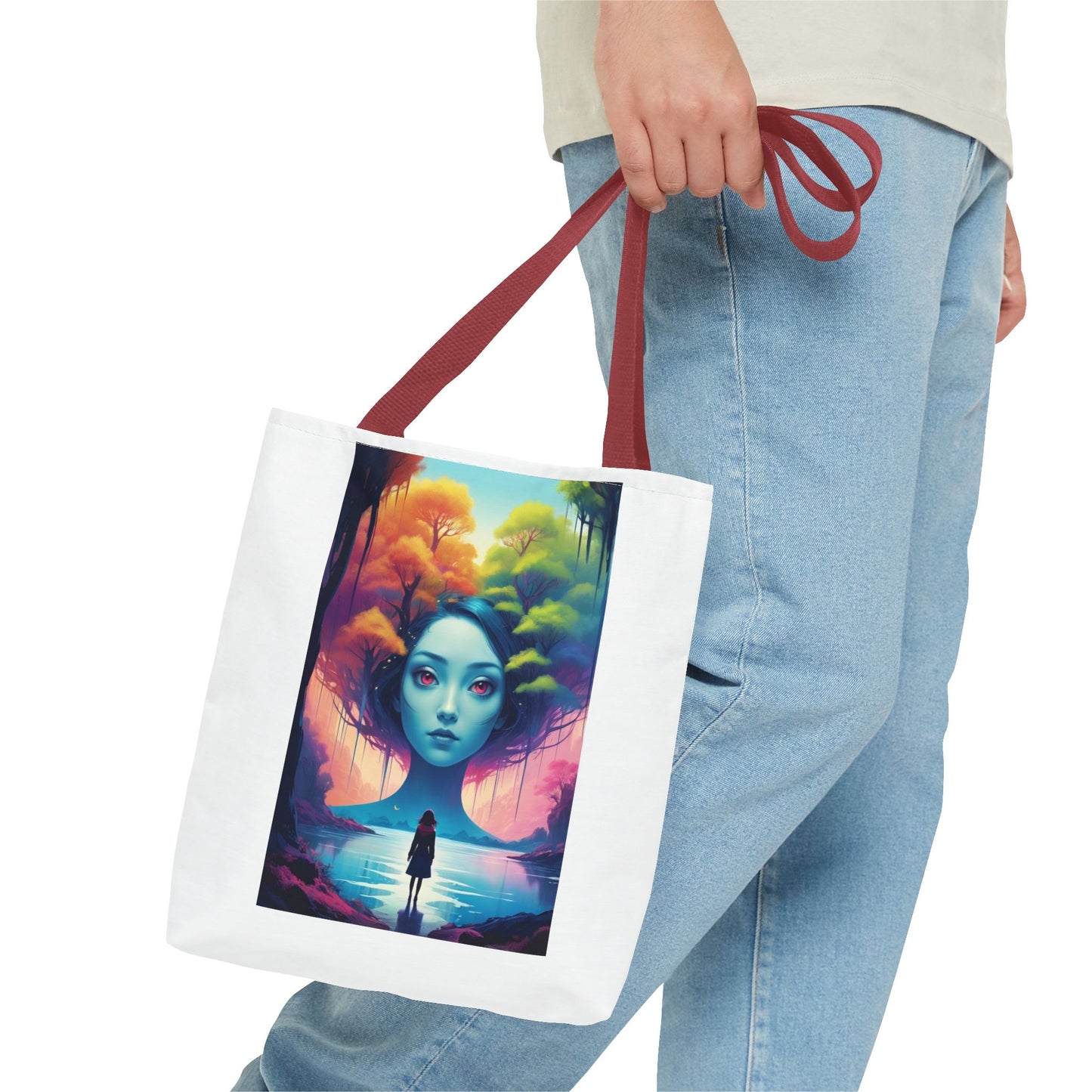 Dreamscape Portrait Tote Bag — Surreal Forest Girl Art
