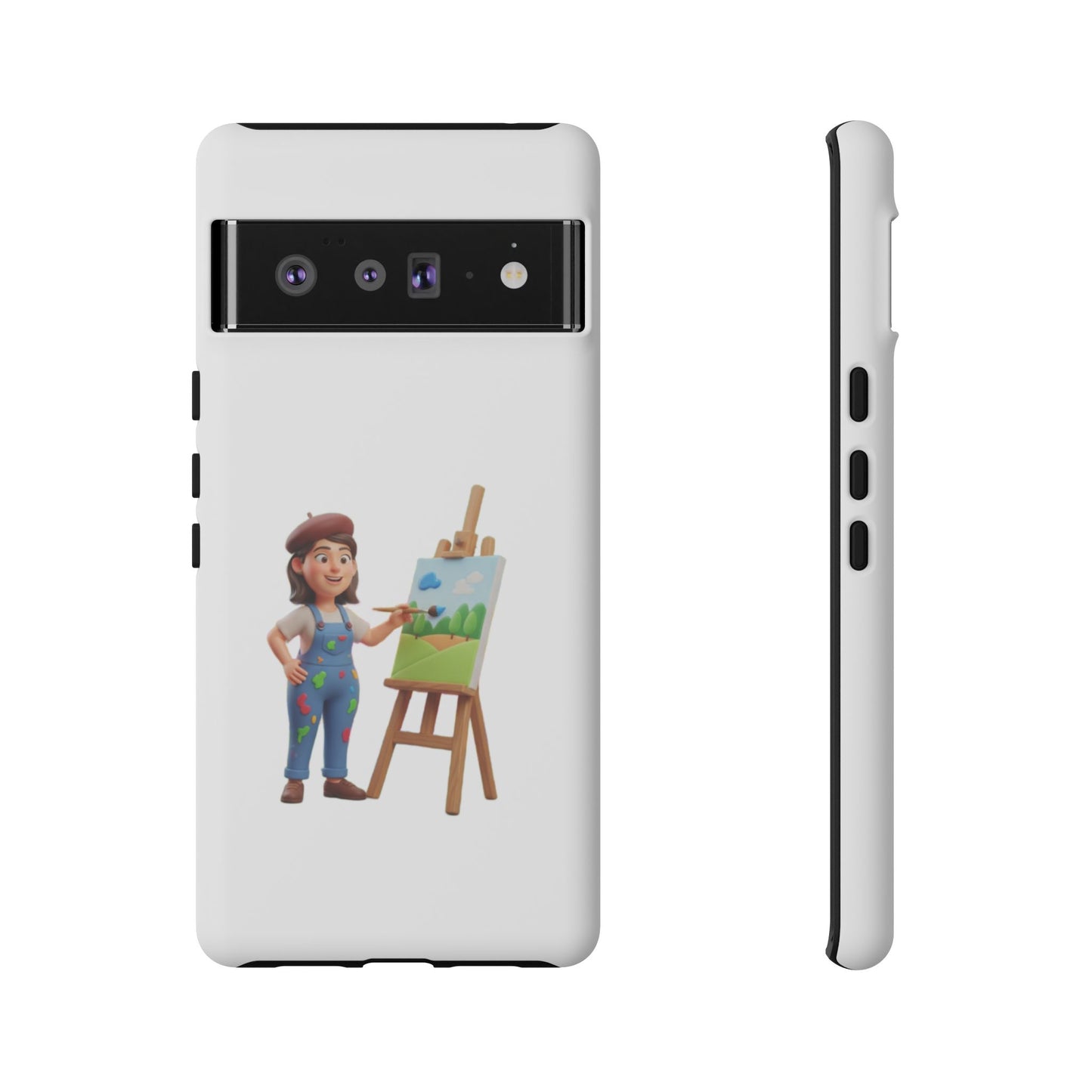 Google Artist Painting Phone Case — Cute Female Painter Illustration Phone Cover