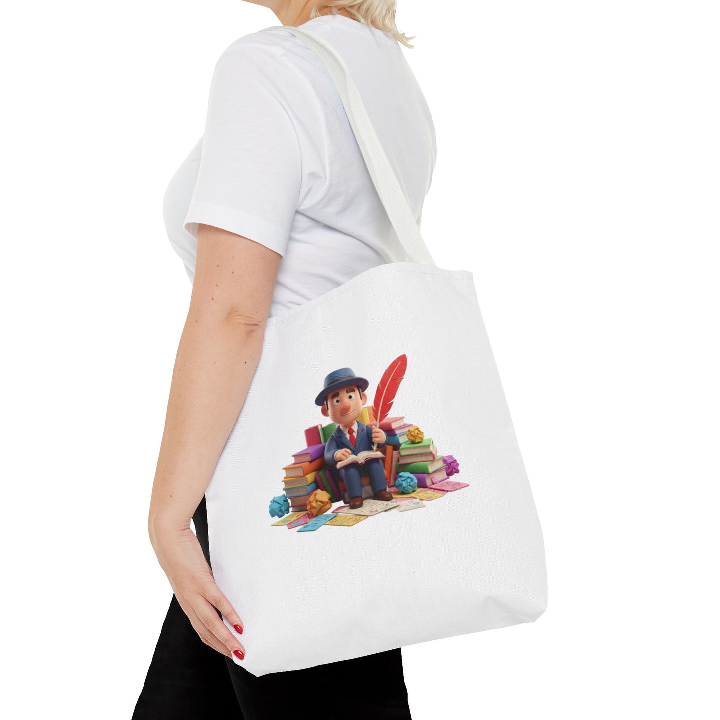 Tote — Cute Bookworm Writer Illustration Tote Bag