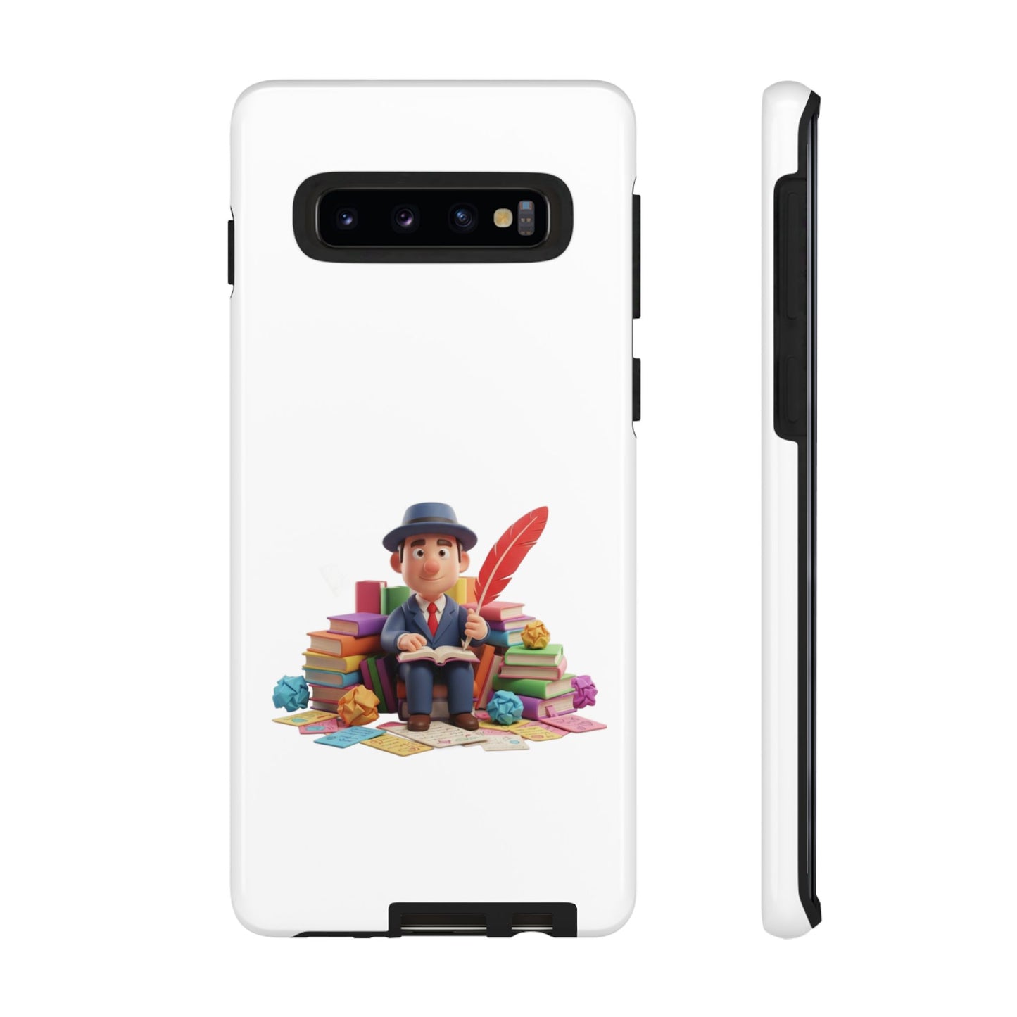 Samsung Bookworm Illustration Phone Case — Cute Scholar with Feather Pen