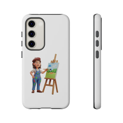 Samsung Handyhülle mit Künstlermotiv – Schutzhülle mit niedlicher Illustration einer Malerin