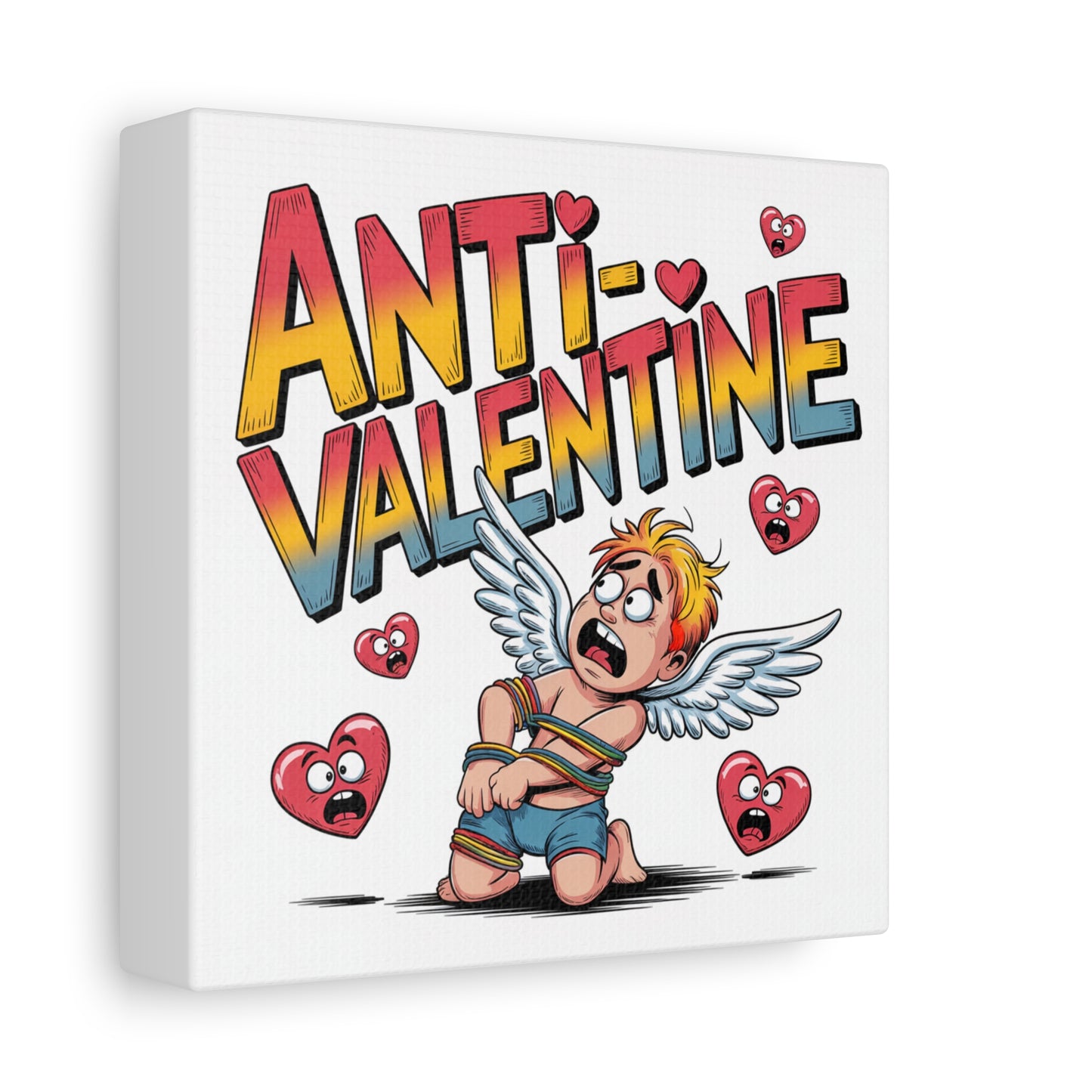 Anti-Valentine Canvas Wall Art — Funny Anti Cupid Stretched Matte Print